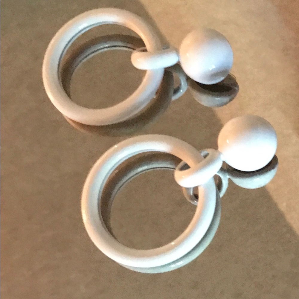 Betsey Johnson White Enamel Hoop Pierced Earrings